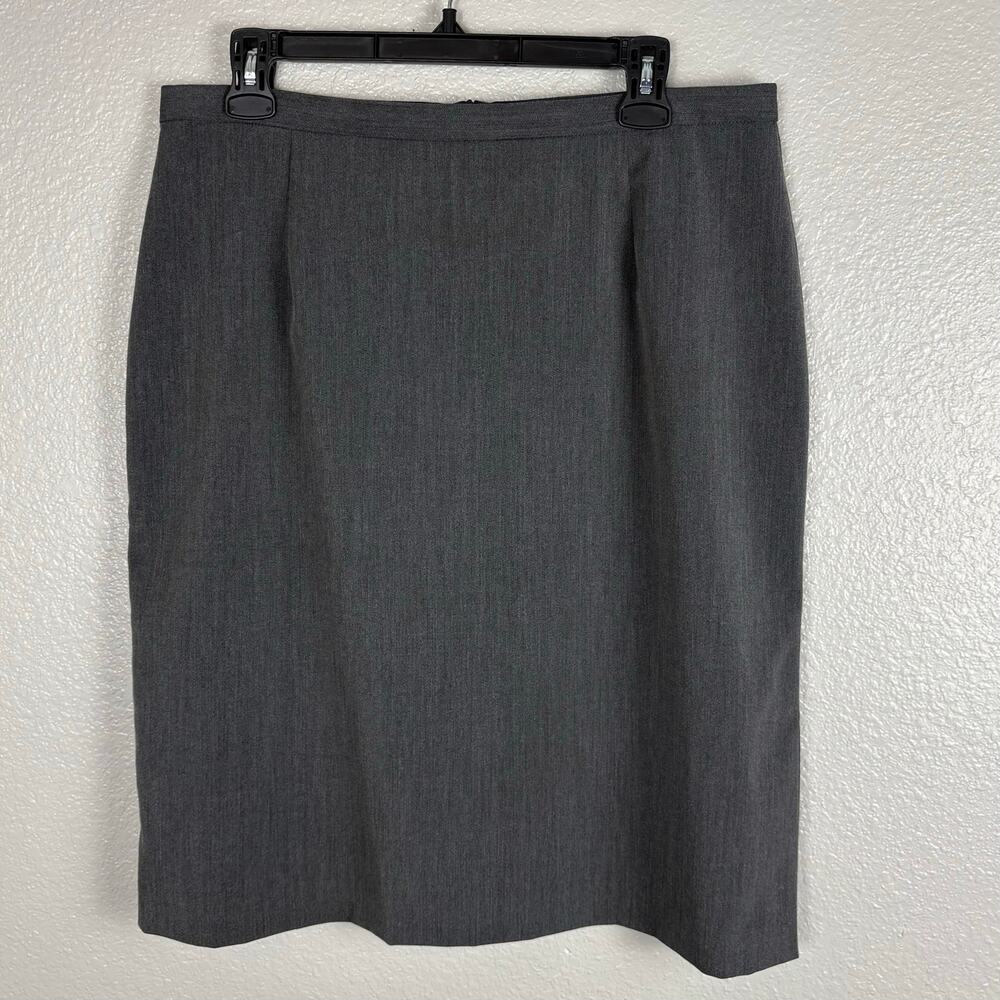 New York and Company Size 16 Smoke Grey Midi Length Polyester Blend Pencil Skirt